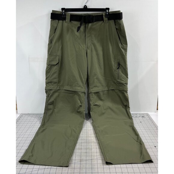 Columbia Men’s Convertible Cargo Pants Olive Green 36x32 Nylon Belted Lightweigh - Picture 1 of 9